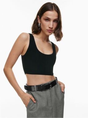 Sunday Best Black Ribbed Cropped Tank